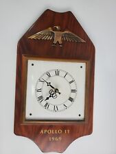 Vintage Custom Handmade Wooden Clock EAGLE Metal co. APOLLO 11 1969 picture
