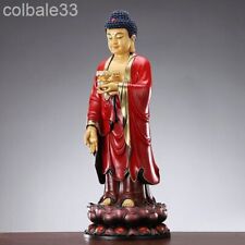 38cm copper color painted Amitabha Buddha statue Temple shrine worship picture