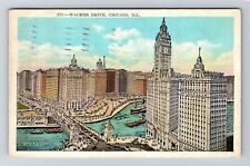 Chicago IL-Illinois, Aerial Wacker Drive, Advertisement, Vintage c1928 Postcard picture