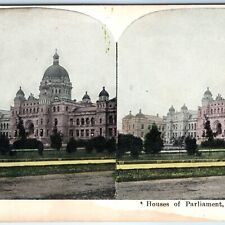 c1900s Victoria, British Columbia Stereo Card House of Parliament Lith Photo V11 picture