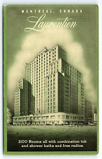 1920s MONTREAL CANADA LAURENTIEN HOTEL STREET VIEW GREEN TINT POSTCARD P2048 picture
