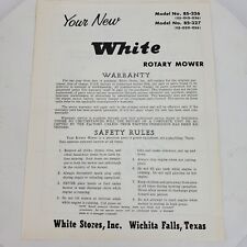 Vintage 1965 White Rotary Mower Model No 85-326 85-327 Warranty Installation picture