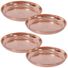 Indian Traditional Pure Copper Handmade Plate For Dinner Serving Set Of 4 picture