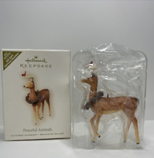 Deer with wreath Cardinal 2007 Hallmark PEACEFUL ANIMALS VIP Christmas Ornament picture