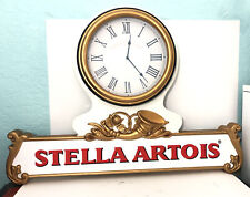 Vintage Stella Artois Clock- Rare 31”x24” White Hanging Beer Bar Advertisement picture