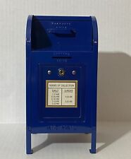 Vintage Steel USPS Mail Box Bank Blue With Original Box And Key 9