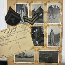 WWII 1943 Camp Claiborne, Louisiana Soldier Photos, Stripes, & Telegram picture