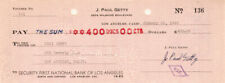 J. Paul Getty signed check - The Man behind the Movie 
