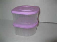 NEW TUPPERWARE Fresh N Cool small clear with purple seal set of 2 picture