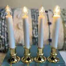 Vintage Set of 4 Candlesticks Candle Lamp Brass Christmas Window Lights picture