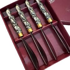 Set (4) ARTHUR COURT Butter Knives Spreaders ~ Rabbit Bunny ~ Silver Tone picture