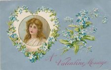 VALENTINE'S DAY - Girl In Flower Heart A Valentine Message - 1909 picture