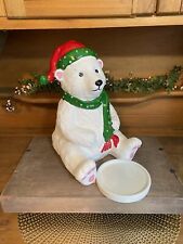 PartyLite Beary Merry Polar Bear Jar Candle Holder Retired No Box ~CUTE~ picture