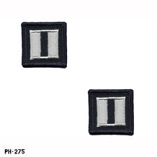 PAIR Police Security Captain CAPT Bars Collar Patches Navy Blue & Grey Gemsco picture