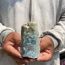 445g Large Raw Blue-Green Aquamarine Beryl Crystal Prism Rough Healing Specimen picture