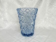 Vintage Blue Glass Vase Embossed Heavy picture