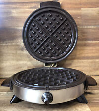 Waffle Maker Sears Counter Craft Round Chrome 7″ Model 303647600 Vintage Works picture