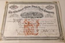 1886 CINCINNATI UNION STOCK YARD STOCK CERTIFICATE ORIGINAL SCRAPBOOKING CRAFTS picture