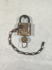 Vintage Vtg Heavy Duty Brass Yale Lock With Key. WORKS picture