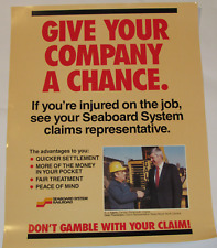 VINTAGE 1980s SEABOARD SYSTEM RAILROAD POSTER RR DON'T GAMBLE WITH YOUR CLAIM picture