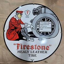FIRESTONE TIRE PORCELAIN ENAMEL SIGN 30 INCHES ROUND picture