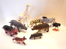 Vintage Wild Animals Hard Rubber Toy Lot of 9 China Hippo Giraffe Boar Leopard + picture