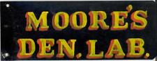Early Antique MOORE'S DEN.LAB. DENTIST Trade Sign Painted Dbl. Sided Metal VG picture