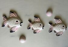 Vintage Miller Studios Set of 3 Fish and 2 Bubbles Chalkware Wall Decor 1960's picture