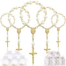Taiyin 300 Pieces Rosaries Baptism Favors Set Baptism Acrylic Rosary Bracelet... picture