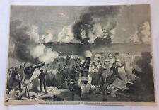 1861 magazine engraving~14x21~BOMBARDMENT OF FORT SUMTER BY REBELS Civil War picture