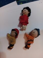 Vintage Peanuts Clamp Grip Clip On Toy Doll Figures Charlie, Lucy,Linus. 1966? picture