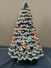 Vintage Ceramic Christmas Tree Approx. 20” Tall Large Snow Flocked picture