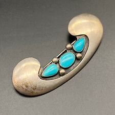 Vintage Navajo Native Tom Bahe Turquoise Silver Brooch Pin picture