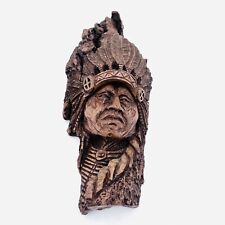 Vintage Native American Indian Wall Plaque Faux Wood Sculpture. 8”  Length Nice picture