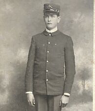 Crossed Rifles Pin US Military Hat Plattsburgh NY Cabinet Card Antique Photo picture