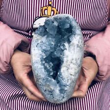 6.13LB Natural Beautiful Blue Celestite Crystal Geode Cave Mineral Specimen 748 picture