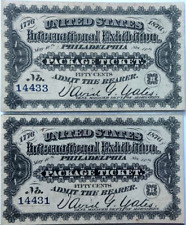 Lot 2 1776 1876 Philadelphia Centennial Exposition Worlds Fair Admission Tickets picture