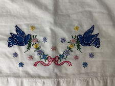 Vintage Dove embroidered cotton standard pillow case picture