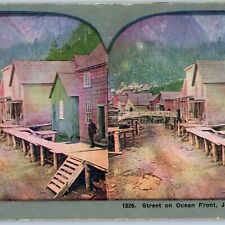c1900s Juneau City, AK Street Oceanfront Downtown Stereo Litho Photo Main St V26 picture