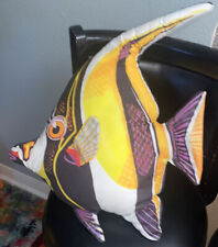 Moorish Idol Fish Shaped Fabric Pillow Vintage Hard Toy 17x21”Natural Creations picture