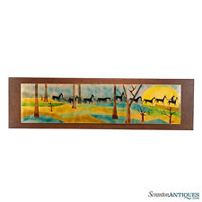 Mid-Century Abstract Horses on the Trail Enamel Walnut Wall Art by Judith Daner picture
