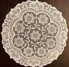 Cute Antique Doily Padded Embroidery  on the Veil Scalloped Edge  10 3/4