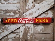 VINTAGE COCA COLA PORCELAIN SIGN OLD DOOR PUSH BAR SODA BEVERAGE DRINK COKE POP picture