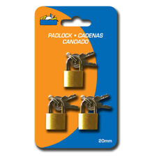 3 Small Metal Padlocks Mini Brass Tiny Box Locks Keyed Jewelry 2 Keys 20mm Safe picture