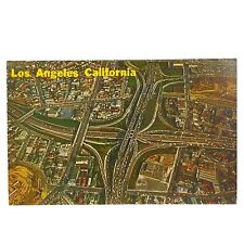 California CA Los Angeles Freeway System Arial View Postcard ScaniKrome Vintage picture