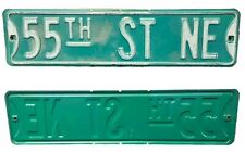 55th Street NE Green Metal w/ White Embossed Raised Letters Steel Sign 24” x 6” picture