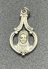 Vintage St Mary Sterling Silver Catholic Pendant Charm 925 picture