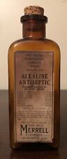 Vintage Merrell Company Paper Label Amber Medicine Bottle - Cincinnati, Ohio OH picture