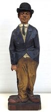 Black Forest German Wood Carved Charlie Chaplin Whistler Automaton Figure ~T707 picture