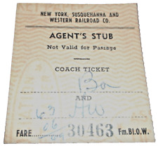 SEPTEMBER 1958 NYS&W NEW YORK SUSQUEHANNA AND WESTERN BUTLER NJ AGENT'S STUB picture